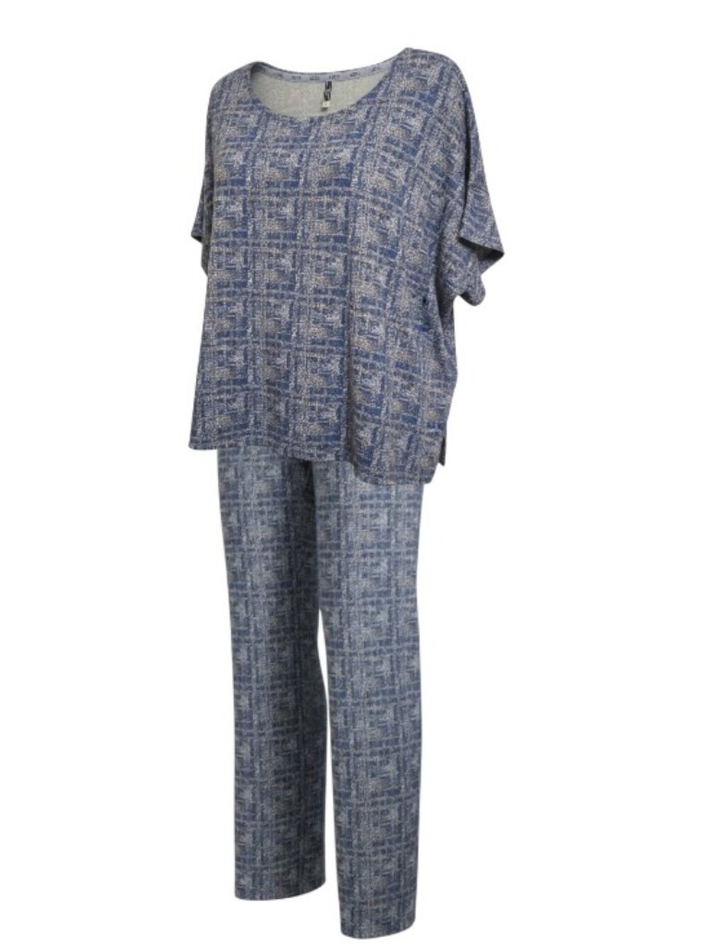 IZOD Women's Plus Size 1X 2 Pcs Pajama Set Blue Short Sleeve Top & Pants NWOT